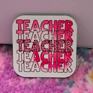 Teacher Pink Handmade Square‎ Refrigerator Magnet